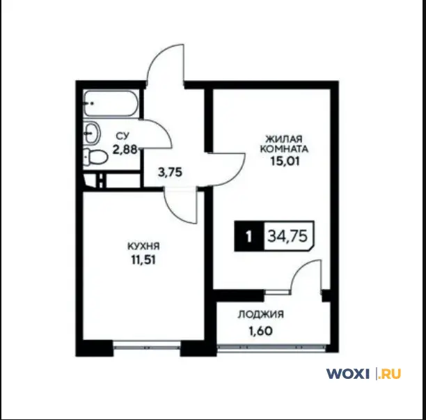 1-комн. квартира, 35 м², 14/20 эт.