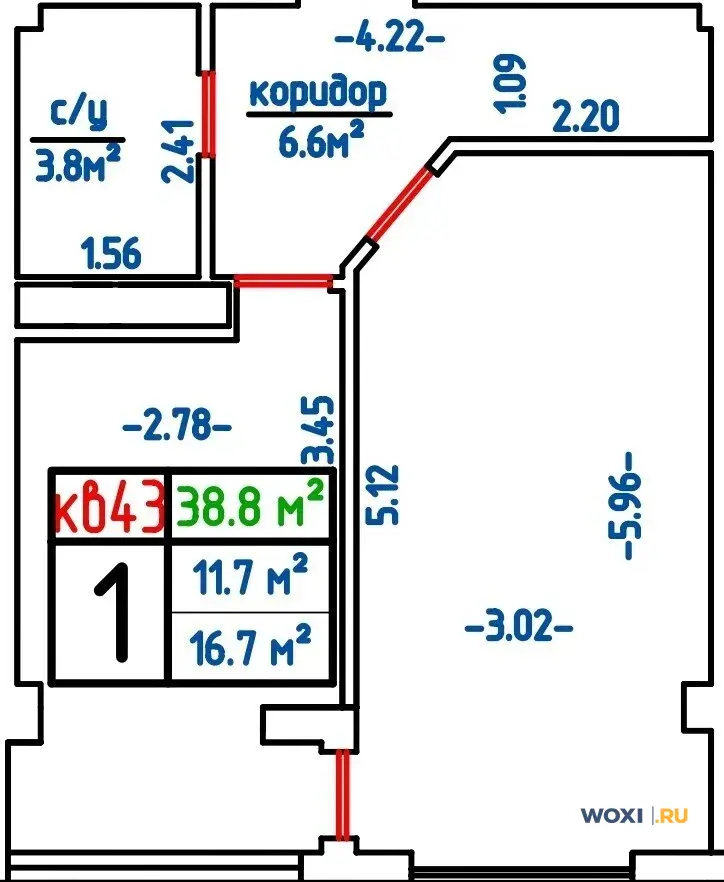 1-комн. квартира, 39 м², 2/3 эт.