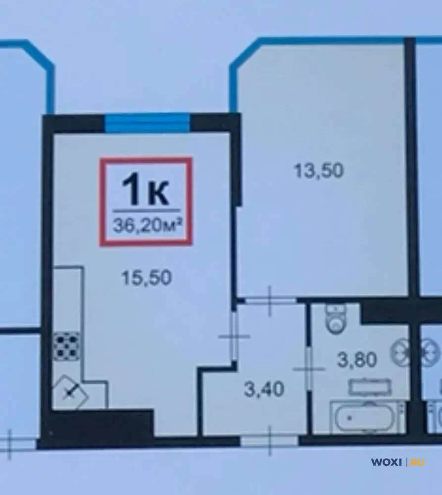 1-комн. квартира, 36 м², 3/15 эт.
