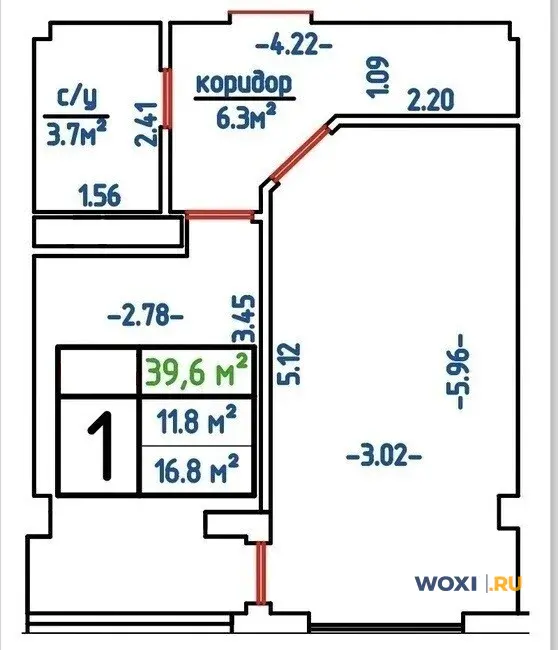1-комн. квартира, 40 м², 1/3 эт.