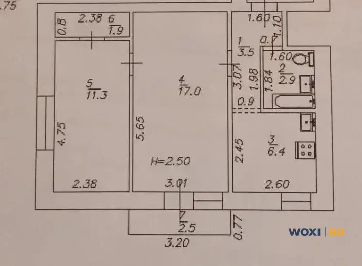 2-комн. квартира, 43 м², 5/5 эт.