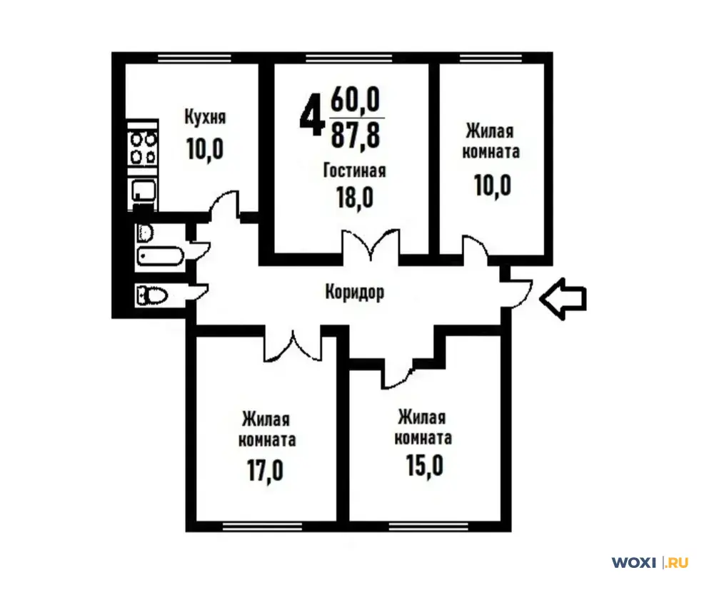 4-комн. квартира, 90 м², 5/5 эт.