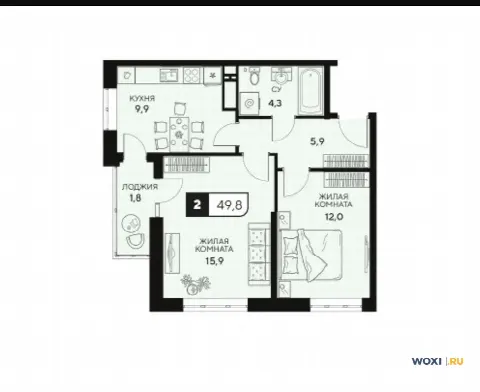 2-комн. квартира, 52 м², 13/15 эт.