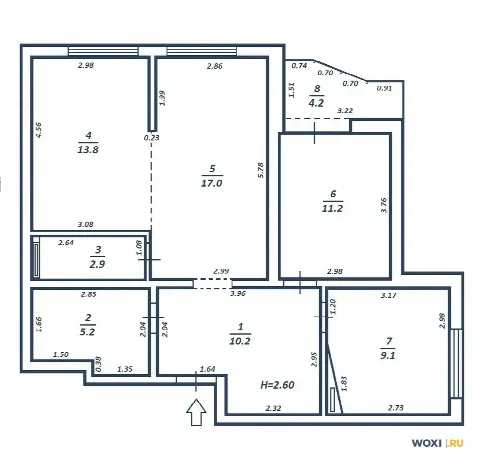 3-комн. квартира, 74 м², 2/16 эт.
