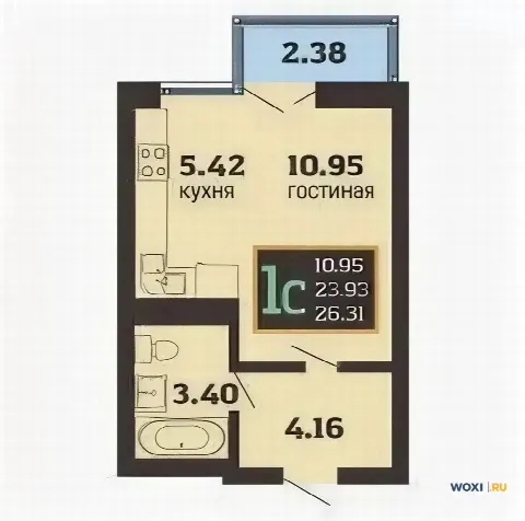 Квартира-студия, 28 м², 8/8 эт.