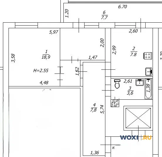 1-комн. квартира, 46 м², 9/9 эт.