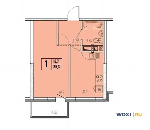 1-комн. квартира, 35 м², 3/14 эт.