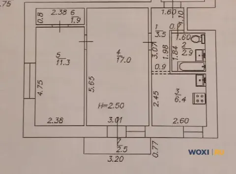 2-комн. квартира, 43 м², 5/5 эт.