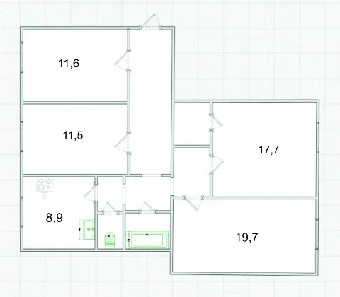 4-комн. квартира, 90,6 м², 1/5 эт.