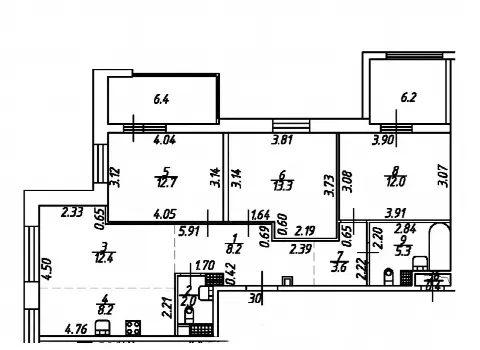 3-комн. квартира, 78 м², 6/23 эт.